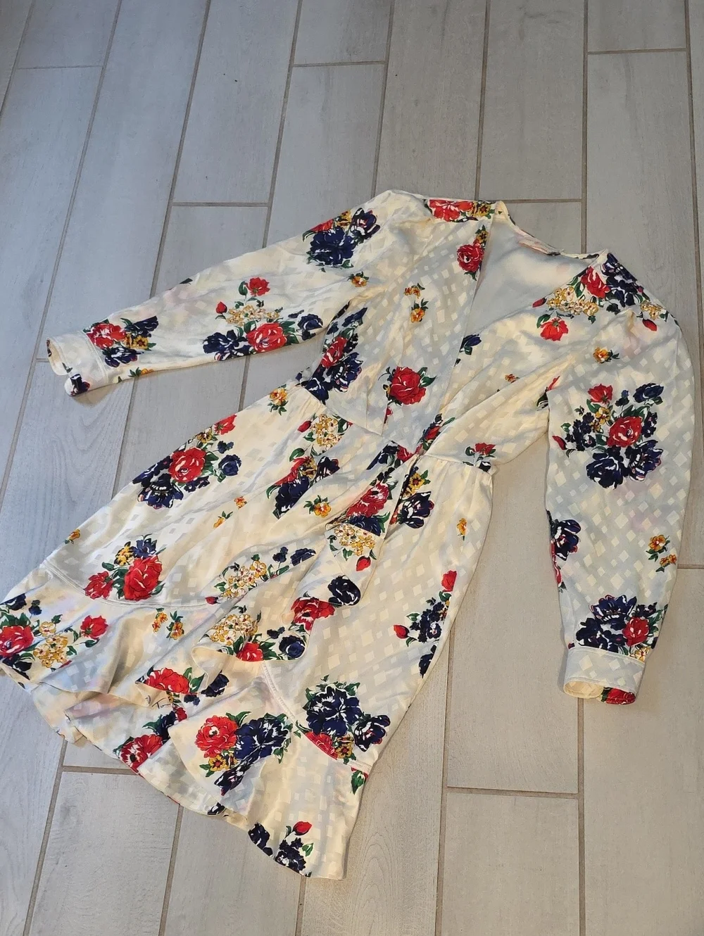 Tory Burch Ivory Tea Rose Printed Silk Wrap Dress